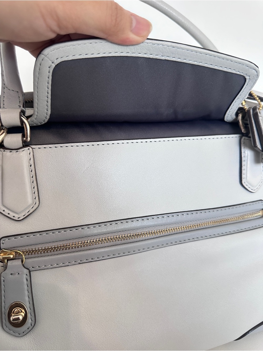 Coach Colorblock Leather Flap Satchel - Picture 13 of 16